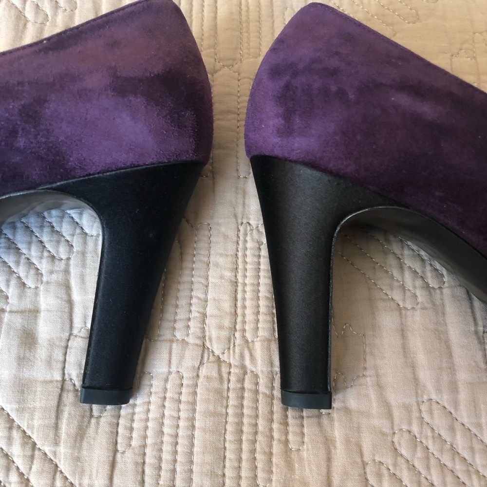 Auth CHANEL purple suede satin black cap point toe pumps heel NEW Gabrielle Coco - Picture 12 of 17